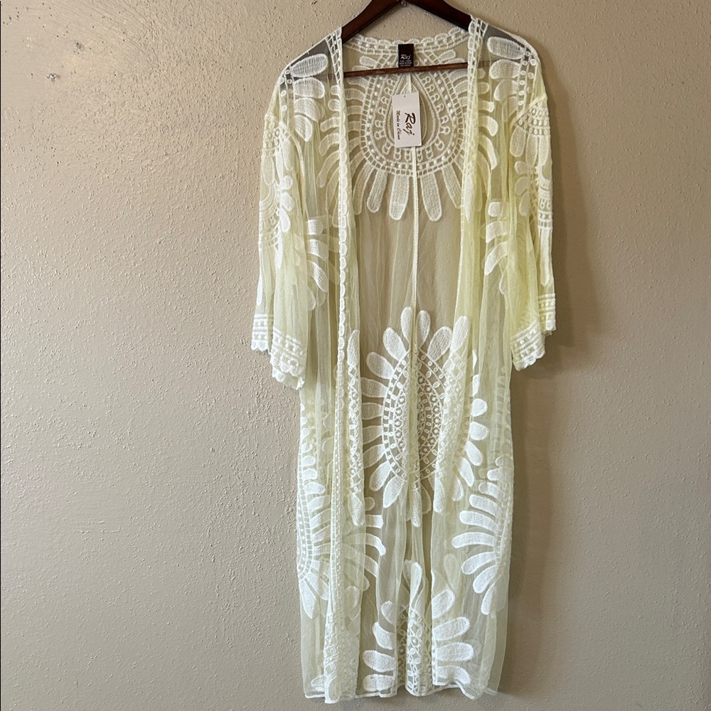 Raj Cream and White Swim Coverup